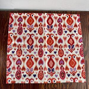 Four Nice Williams Sonoma Amour Heart Red Pink Ikat Design 100% Cotton Napkins